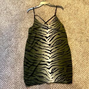 Green and black zebra mini dress. SIZE M.